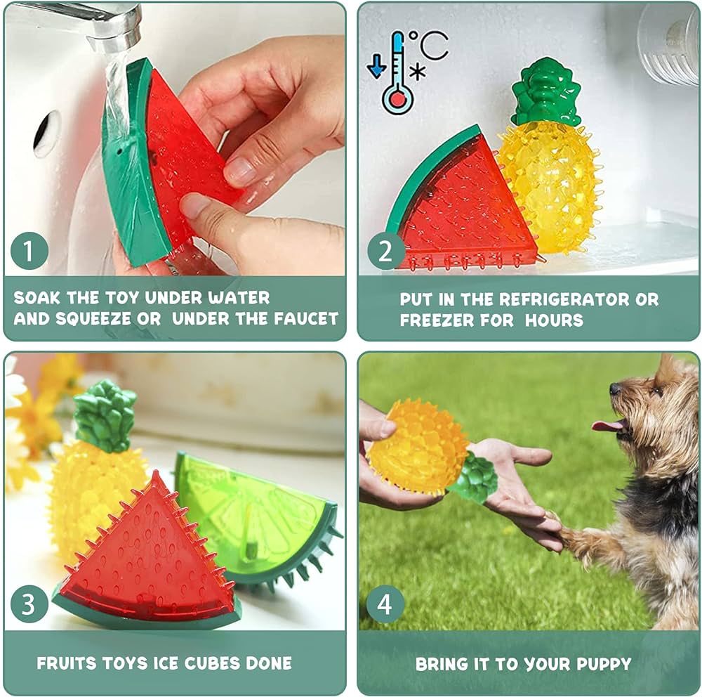 Interactive Soothing Summer Teething Cooling Water-filled Frozen Fruit Shaped Dog Toy