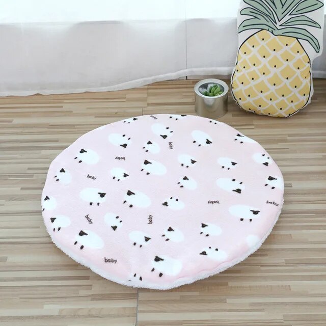 Plush Cat Beds for Cats & Small Dogs Soft Round and Colorful Pet Mats Pink Lamb