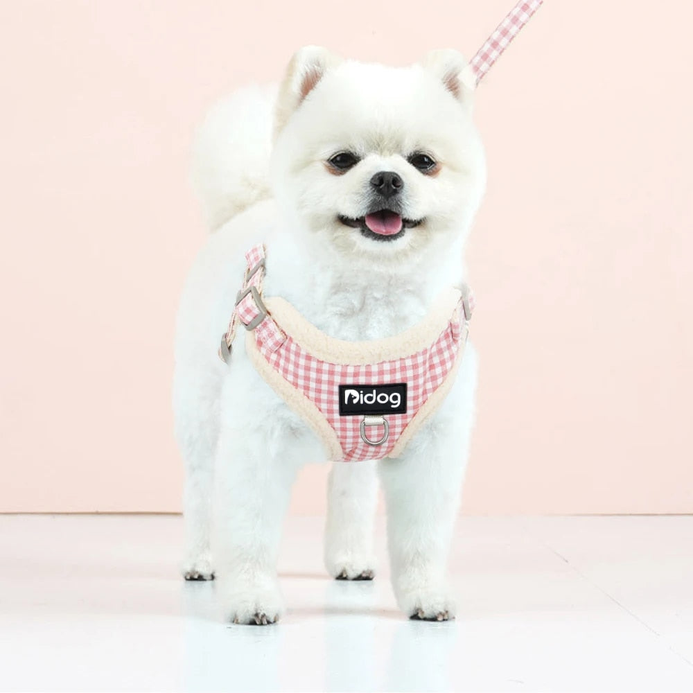 Classic Gingham Harness for Small Dogs with Treat Bag & Walking Lead