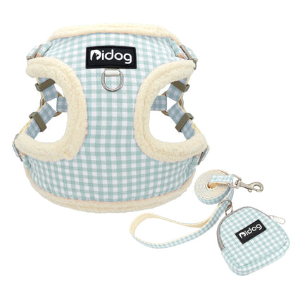 Classic Gingham Harness for Small Dogs with Treat Bag & Walking Lead