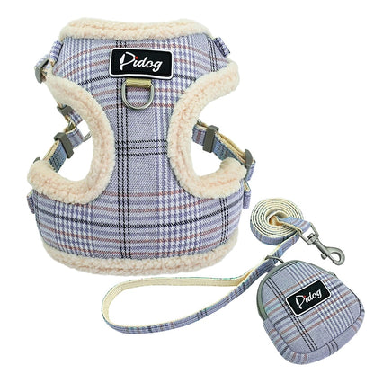 Adjustable No-Pull Soft Pet Harness Vest & Leash Set for Small to Medium Dogs