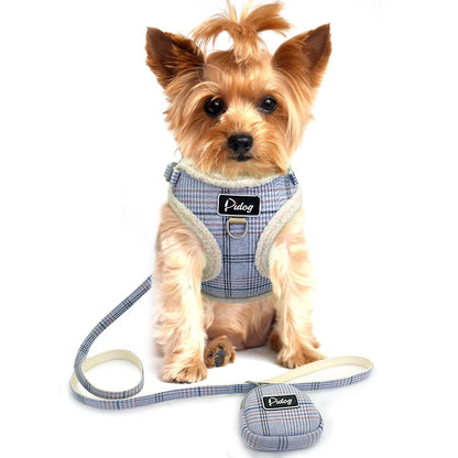 Adjustable No-Pull Soft Pet Harness Vest & Leash Set for Small to Medium Dogs