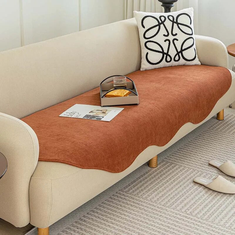 Irregular Shaped Luxury Sofa Cover in Caramel Color