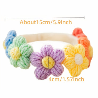 Chic 3D Flower Knit Cat Collar - Multicolor Pet Necklace