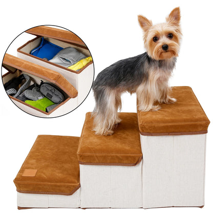 Foldable Dog Bed Couch Stairs Non Slip with Storage for Small, Frail or Injured Dogs