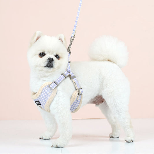 Classic Gingham Harness for Small Dogs with Treat Bag & Walking Lead