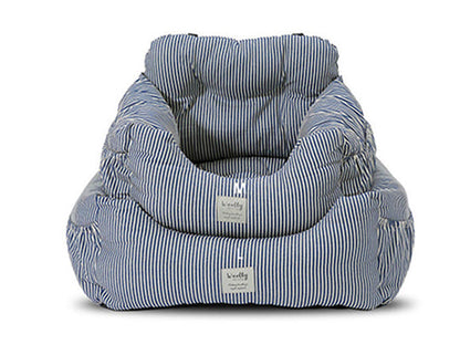 Striped Water Resistant Washable Safety Car Seat Dog Bolster Dual Carrier