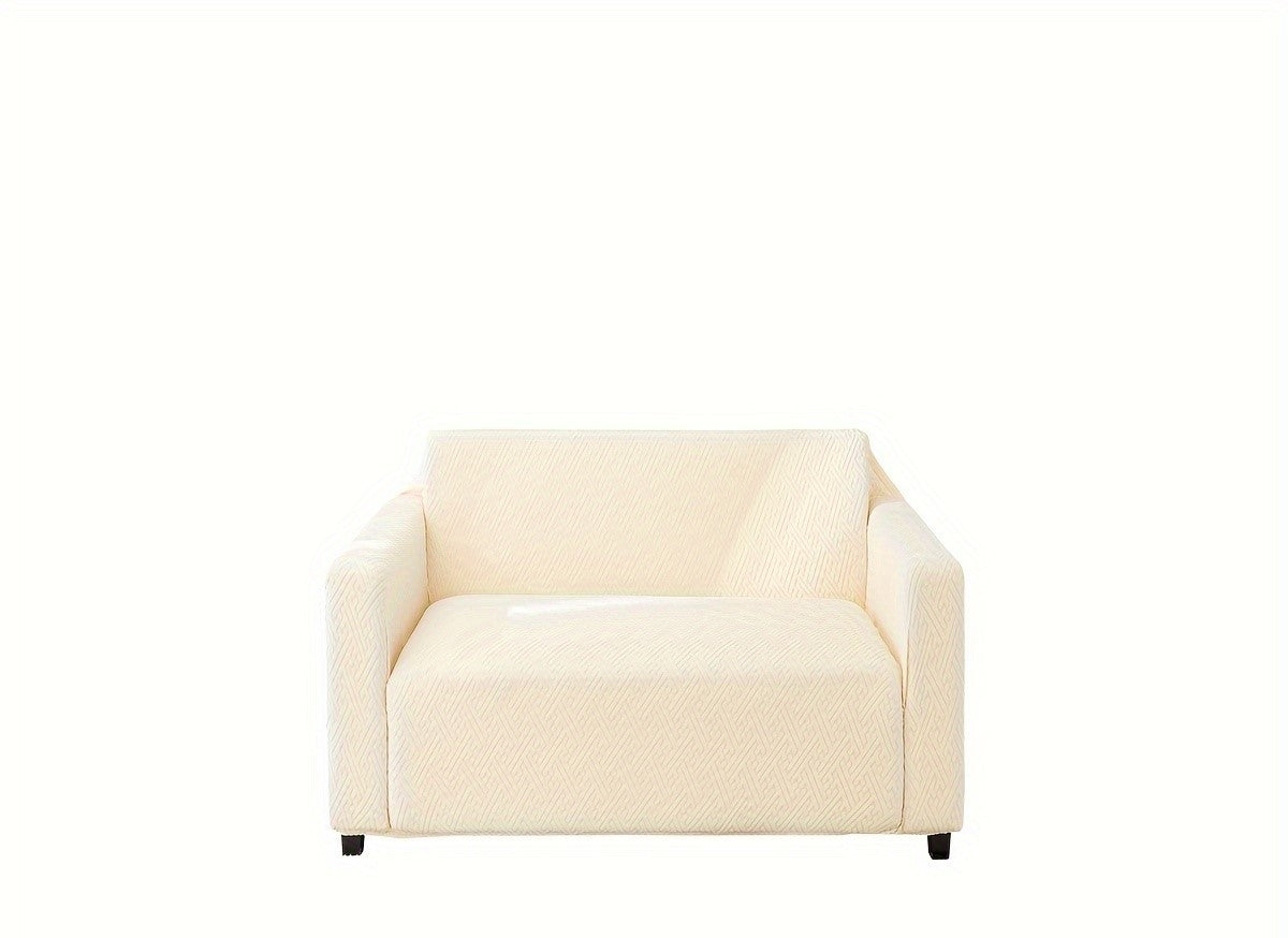 1 seater elastic sofa cover in creamy whiite color