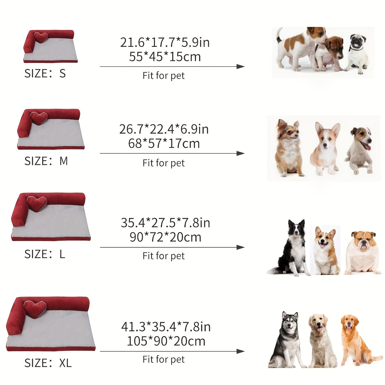 Different sizes for dogs