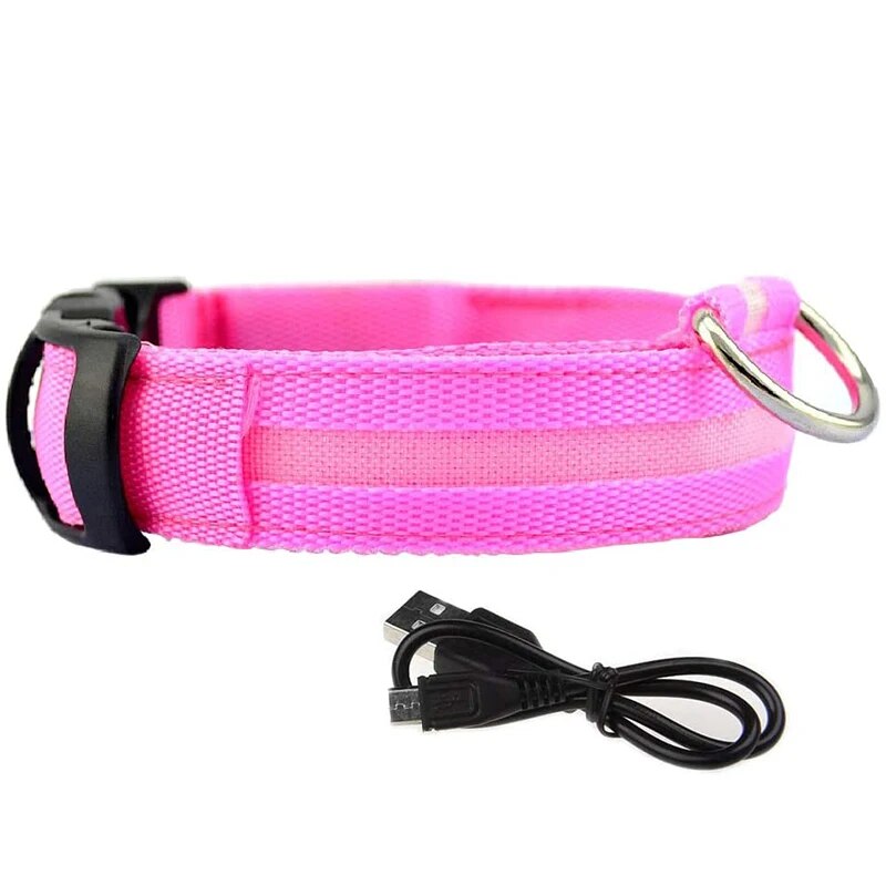 LED Rechargeable Glow Luminous Waterproof Adjustable Safety Dog Collar