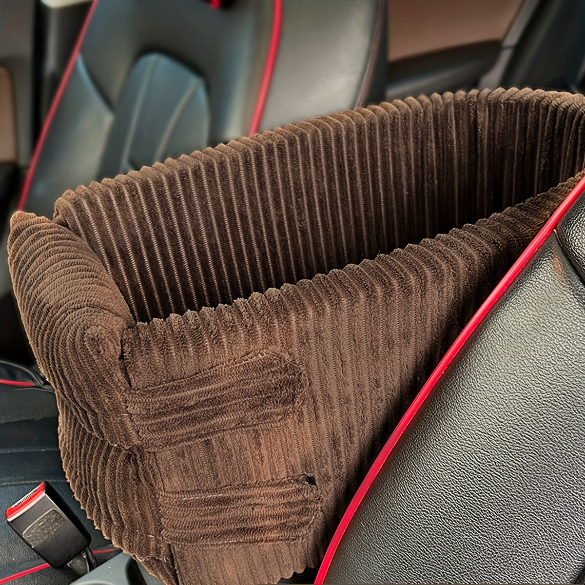 Secure pet car seat for all-season travel in brown color