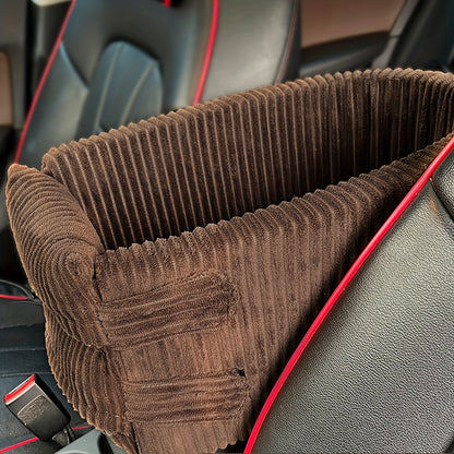 Secure pet car seat for all-season travel in brown color