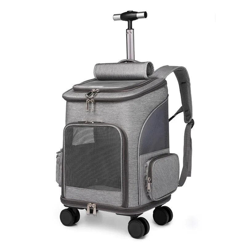 Ergonomic backpack and trolley pet carrier for small pets, deluxe model.