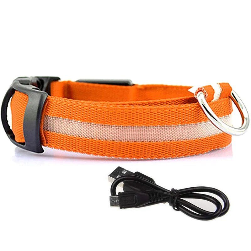 LED Rechargeable Glow Luminous Waterproof Adjustable Safety Dog Collar