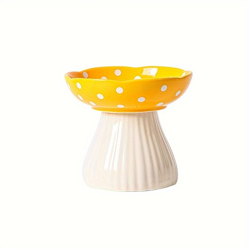 Mushroom Cat Bowl in Yellow Color