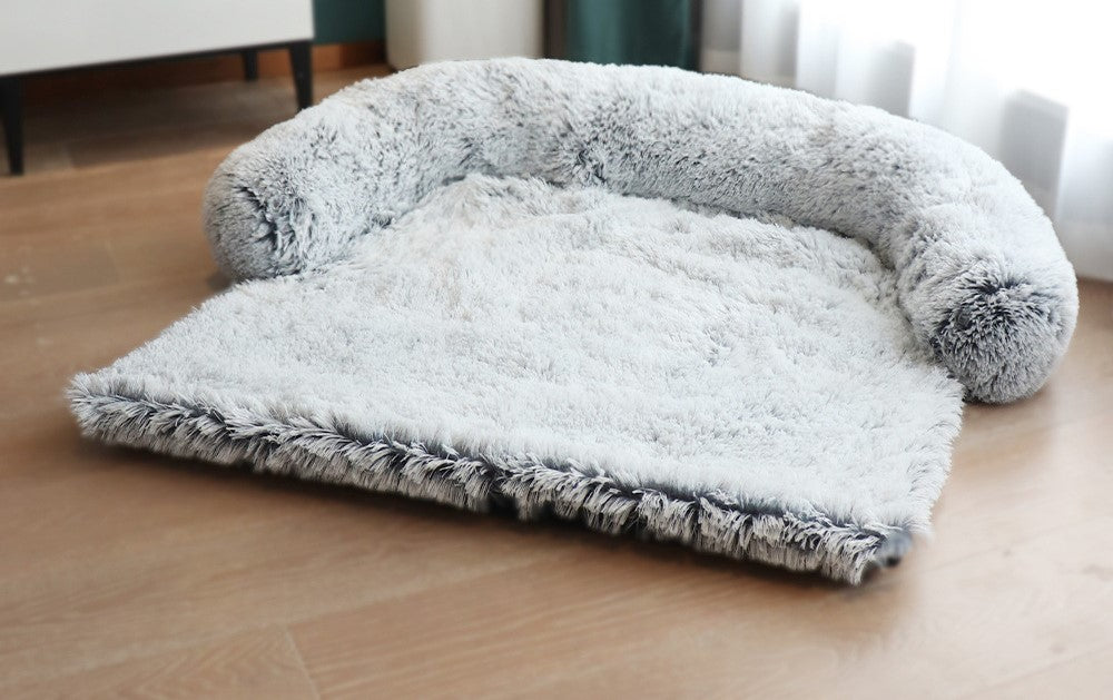 Light grey washable pet bed for dogs & cats.
