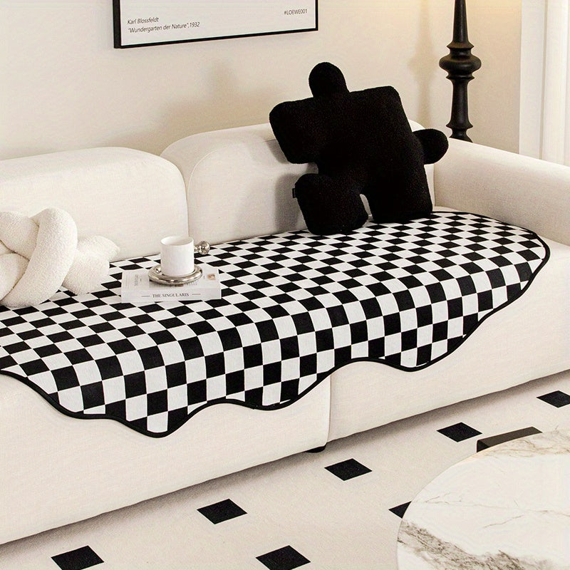 Black & White Chessboard pattern sofa cover in luxurious chenille