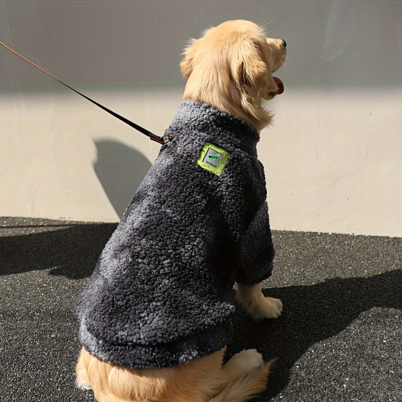 Pet ready for a walk in the cold with our premium dog jacket