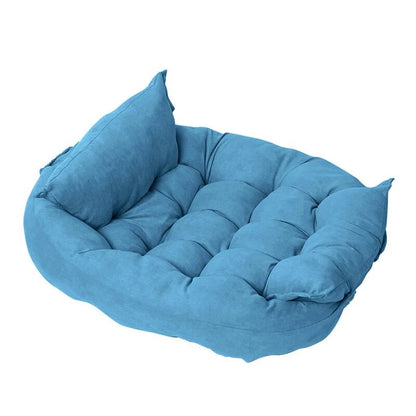 2 in 1 Adjustable Washable Flat Dog Bed or Raised Sofa Blue