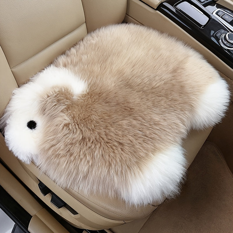 Warm and cozy wool car seat cushion in coffee color