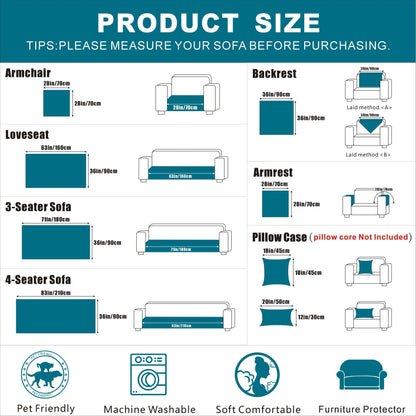 Size chart for Bohemian Chenille Sofa Slipcover