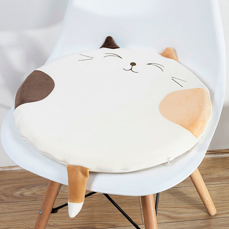 Comfortable memory foam seat cushion featuring a cute cat design in white color