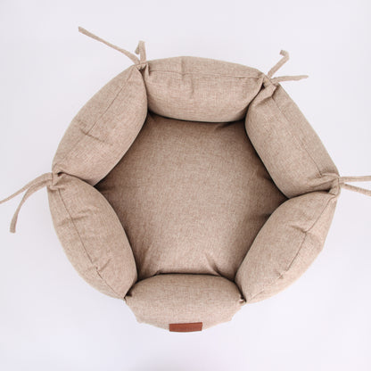 Beige Round Dog Bed