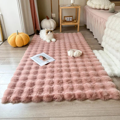 Faux Rabbit Hair Fluffy Rug - Anti-slip Washable Living Room & Bedroom Carpet