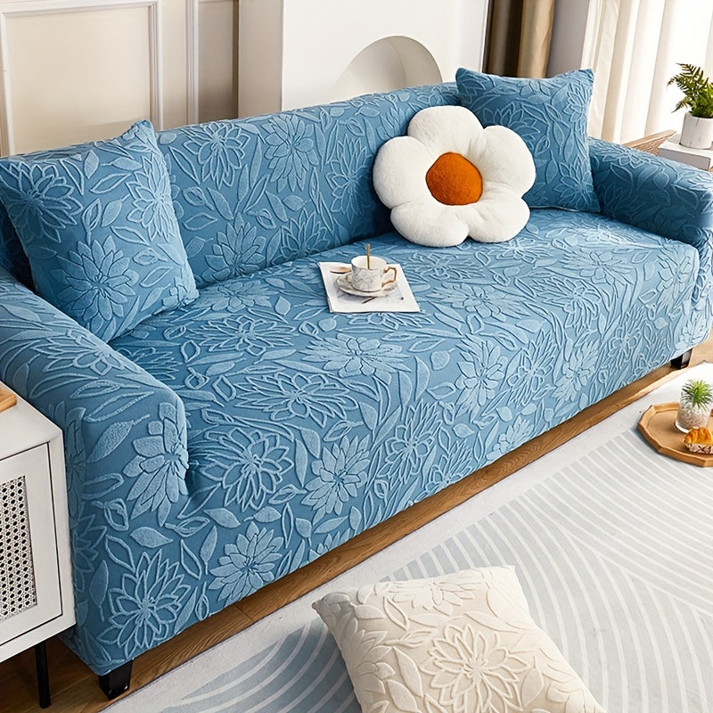 Elegant Elastic Sofa Slipcover in Blue Color