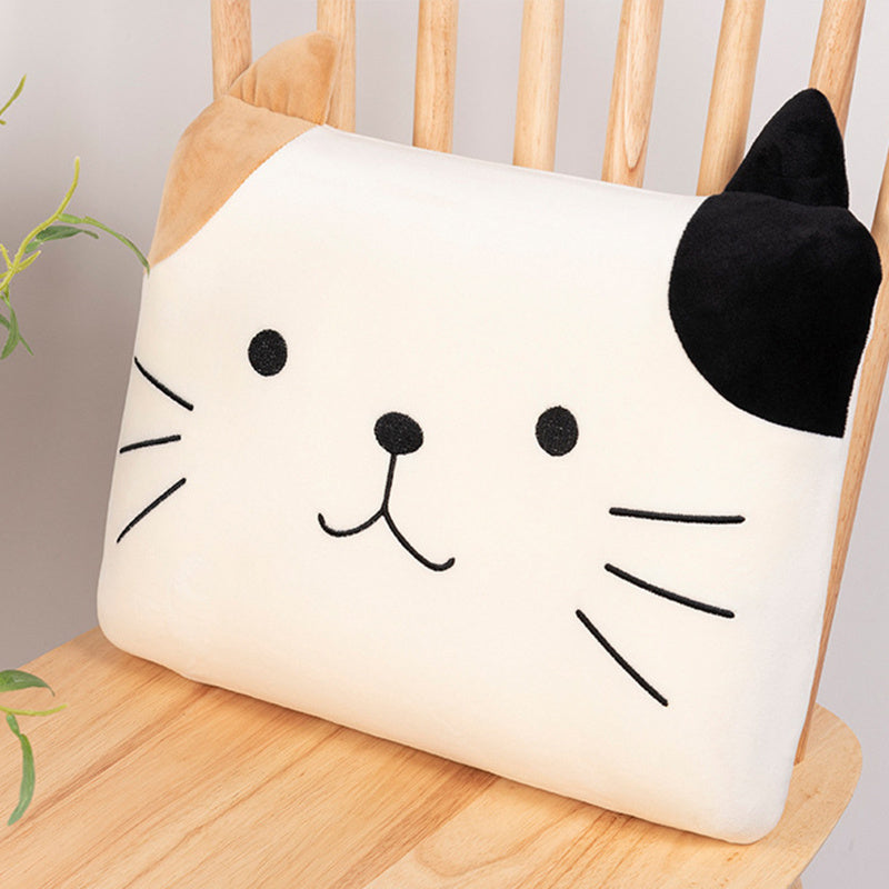 Premium comfort cat design memory foam cushion in white color