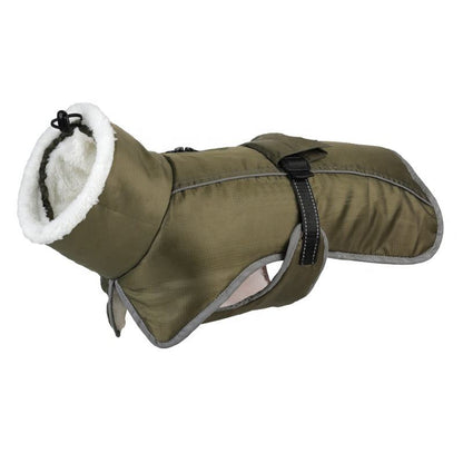 "Waterproof dog winter vest coat with fleece lining, displayed alone."