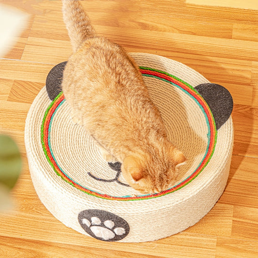 2-in-1 Sisal Weave Round Cat Scratcher Pad: House, Grinding Claws, Training Toys