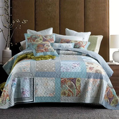 Cotton paisley bedspread,vibrant colors,reversible design offering two stylish looks for bedroom .

