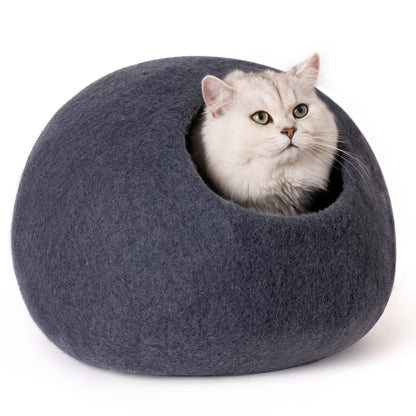 Handmade Wool 'Cat House' with Cozy Calming Design