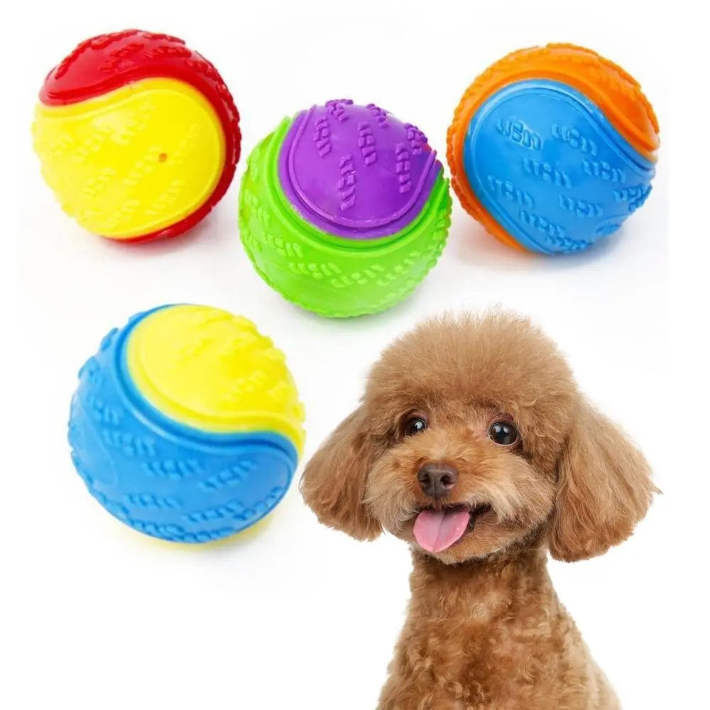 Squeaky Rubber Dog Chew Balls - Durable, Bouncy, Bite-Resistant, and Teeth-Cleaning Toy (1pc only)