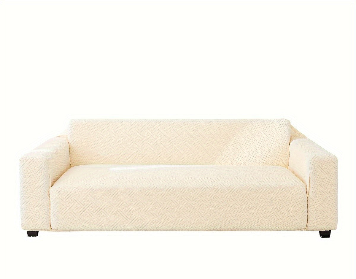 4 seater elastic sofa cover in creamy whiite color