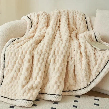 Textured Velvet Super Plush  Winter Warm Wool Washable Bed Blanket