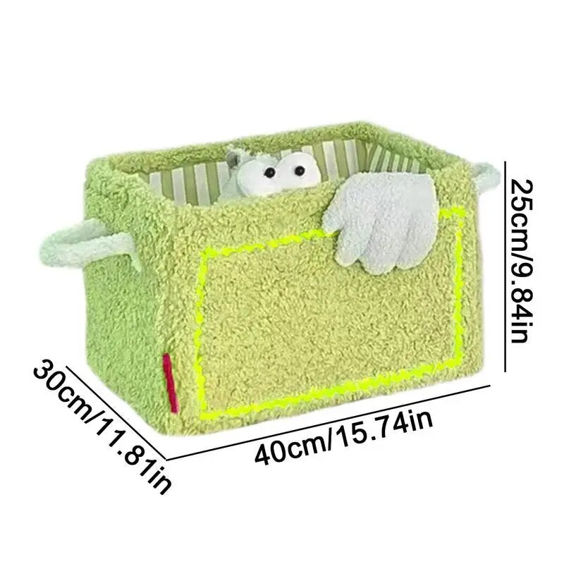 Product dimension of adorable green storage basket.