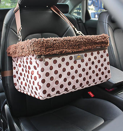 Small Dog Booster Seat with Metal Frame in Brown Color