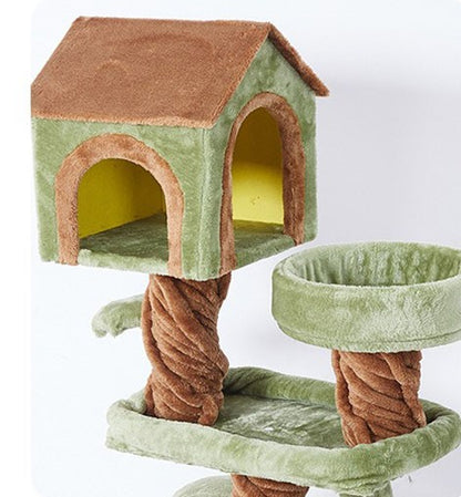 Multi-Layer Cat Tree Toy Condo with Hammock and Climbing Tower