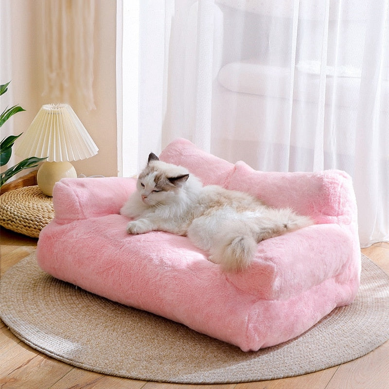 Plush Pink Cat Bed Sofa or Dog Sofa for Small-Medium Pets