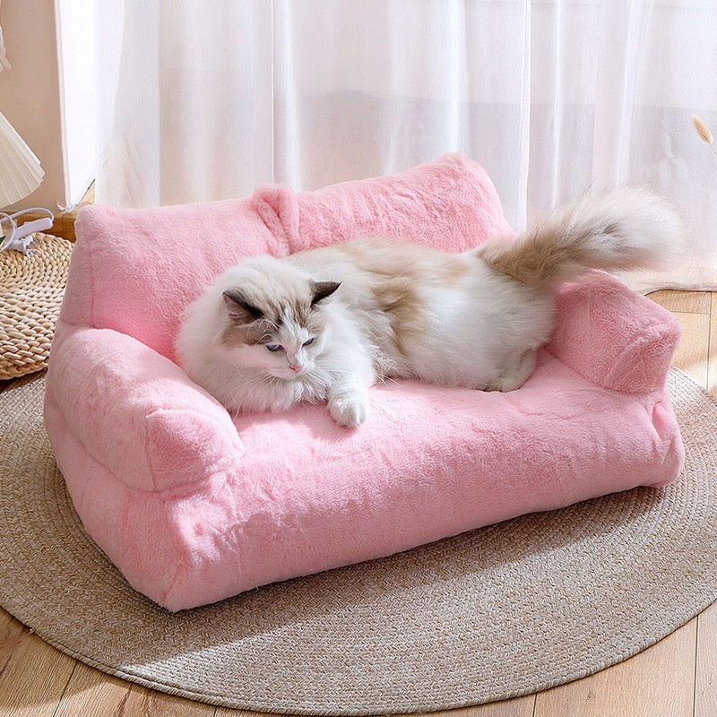 A Happy Cat Resting Comfortably on Cat Sofa or Dog Sofa.