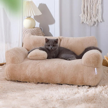 Luxury Pet Sofa Washable Bed for Cats & Dogs in Coffee Color