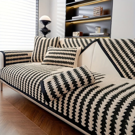 Nordic Plush Sofa Cover in a home setting