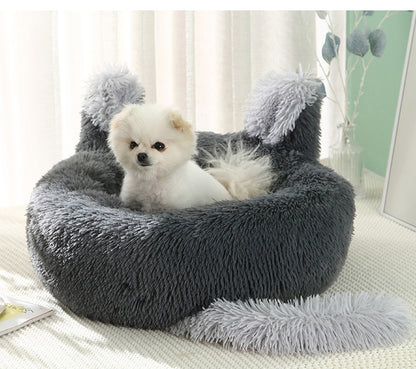 Cozy round cat bed for ultimate comfort and relaxation.