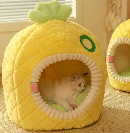 Pineapple Small Cat Enclosed Washable Bed