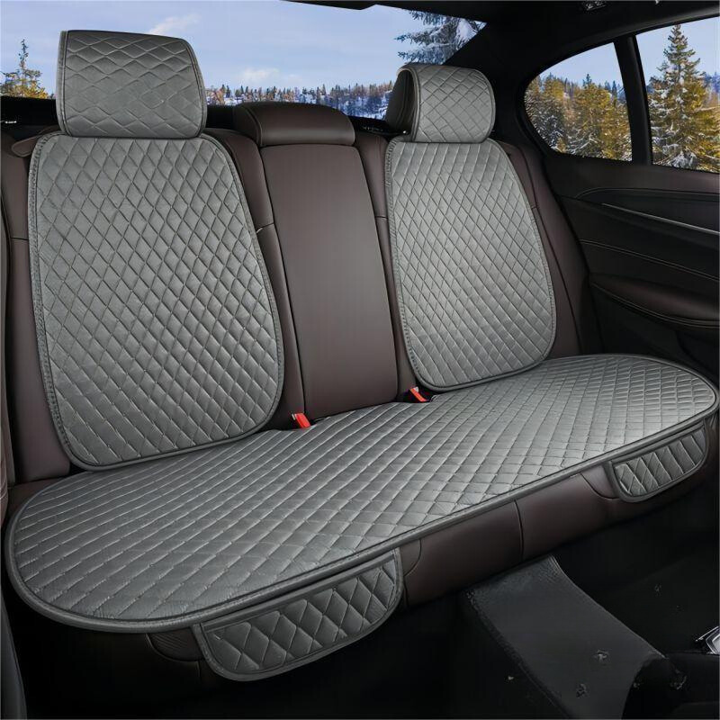 5-Seater Universal Linen Car Seat Covers in Grey Color