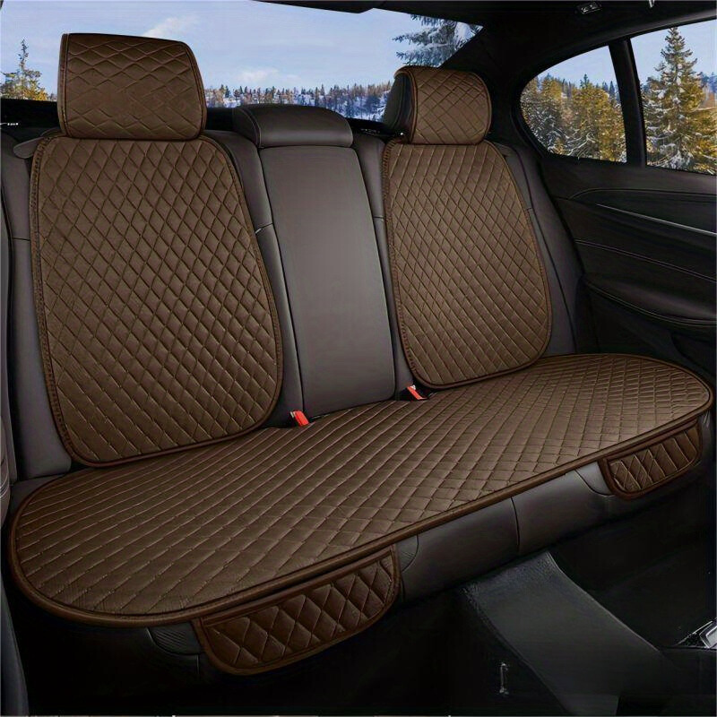 5-Seater Universal Linen Car Seat Covers in Coffee Color