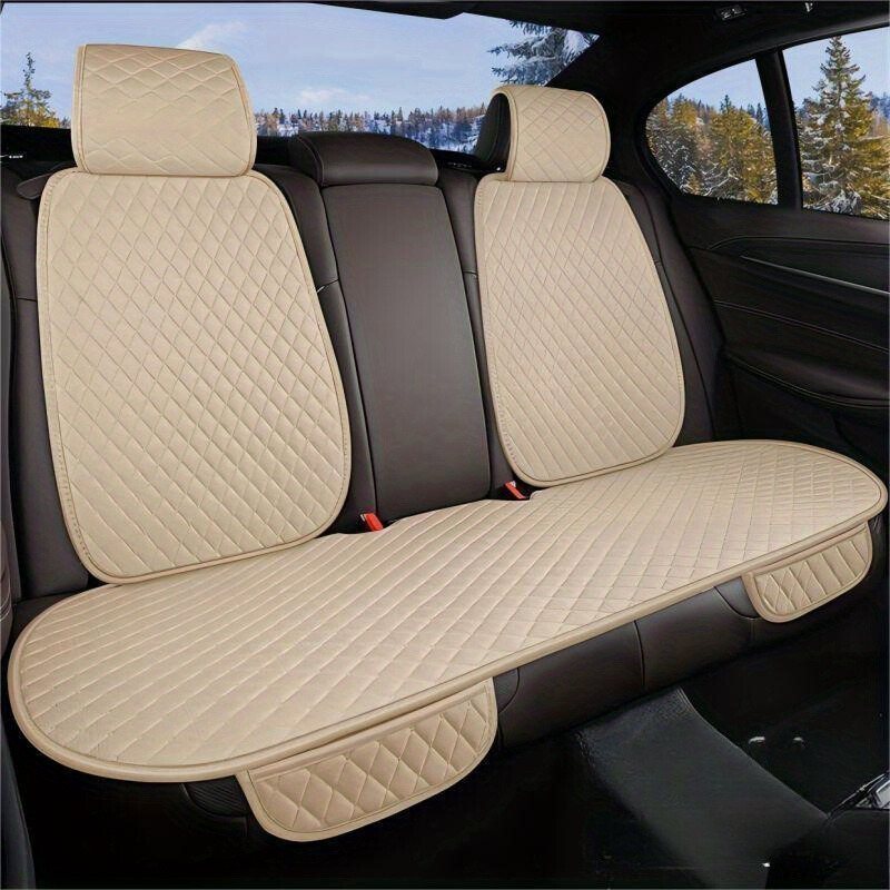 5-Seater Universal Linen Car Seat Covers in Beige Color