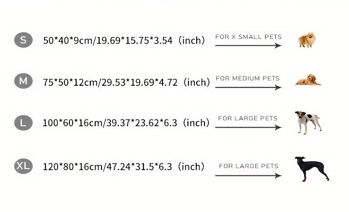 Size guide of All-Season Pet Sofa Bed